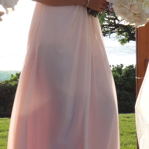 Blush Chiffon Bridesmaid Gown Size 4 - Picture 4 of 5
